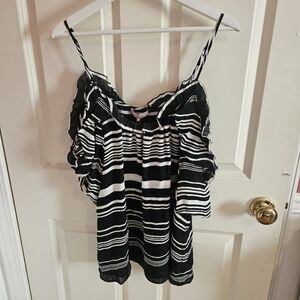 NWT - Parker Black & White Striped Off the Shoulder Blouse